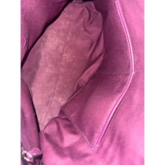 Coach Burgundy Purple Leather Satchel Snake Print Handles Crossbody Strap - Picture 6 of 6